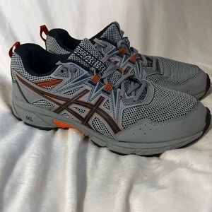 Asics Gray and Orange Athletic Sneakers